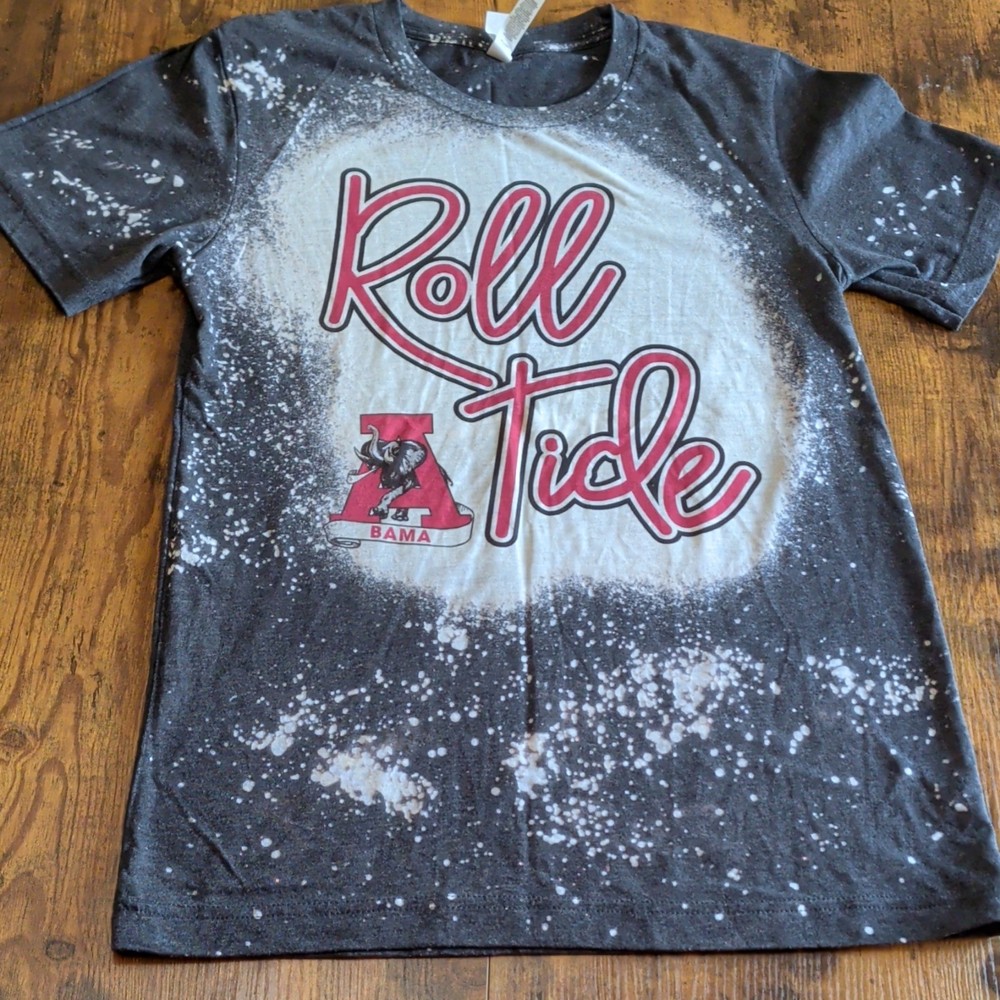 Bella + Canvas Women's T-Shirt S Black White Graphic Alabama Roll Tide Crew Neck