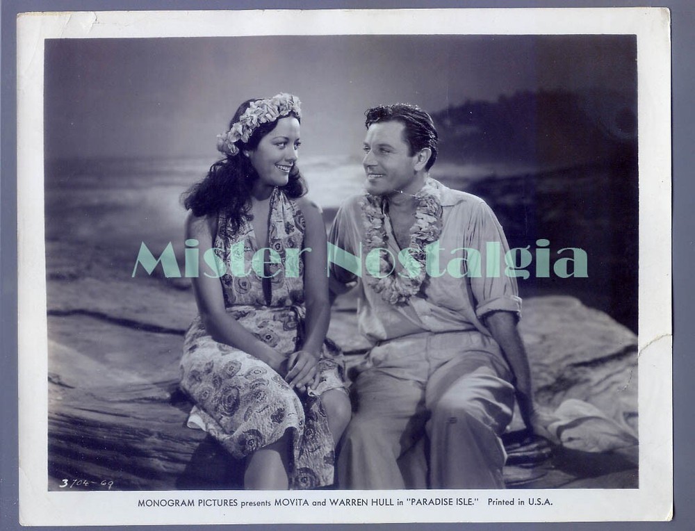 Vintage Photo 1937 lovely Movita Hawaiian dress Warren Hull in Paradise Isle