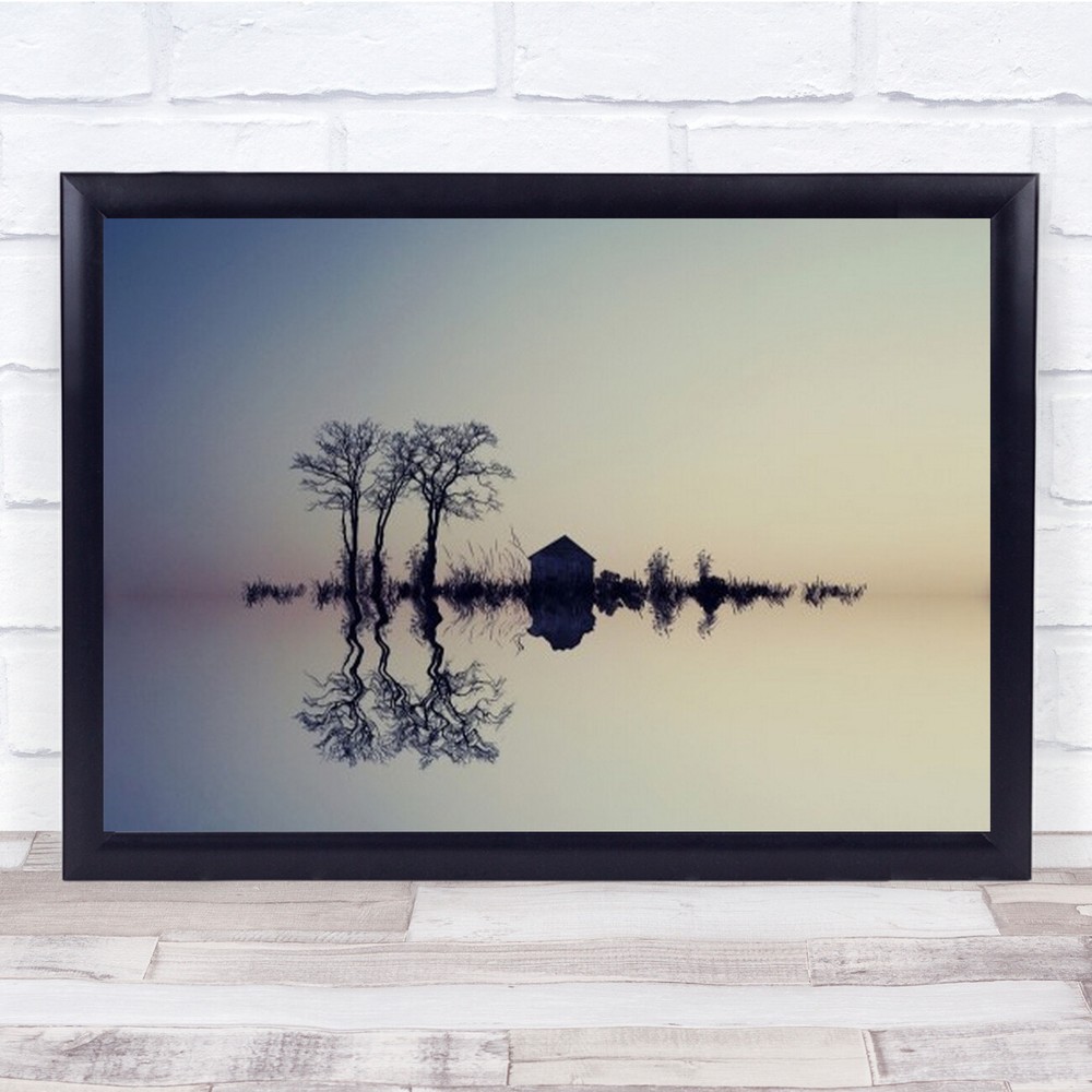 Qin The Horizonq Horizon Tree Creative Edit Water Lake Wall Art Print