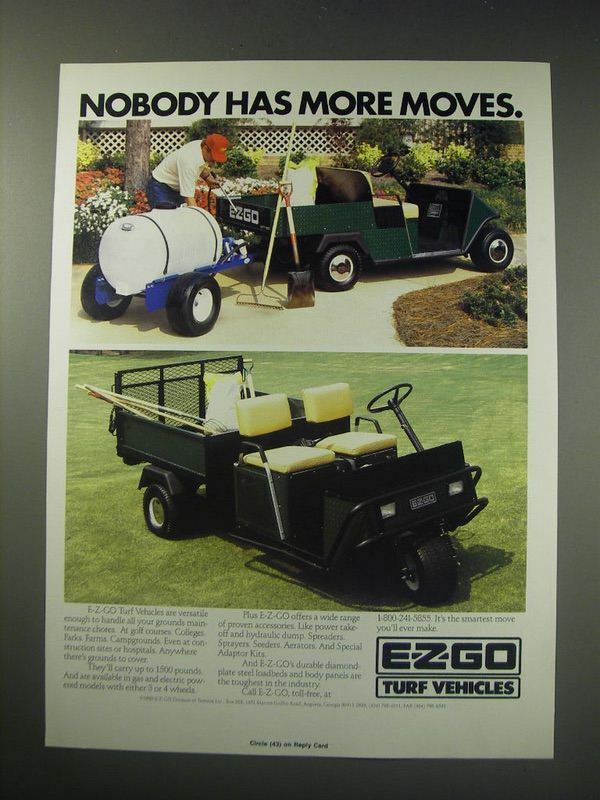 1991 E-Z-Go Turf Vehicles Ad - Nobody has more moves