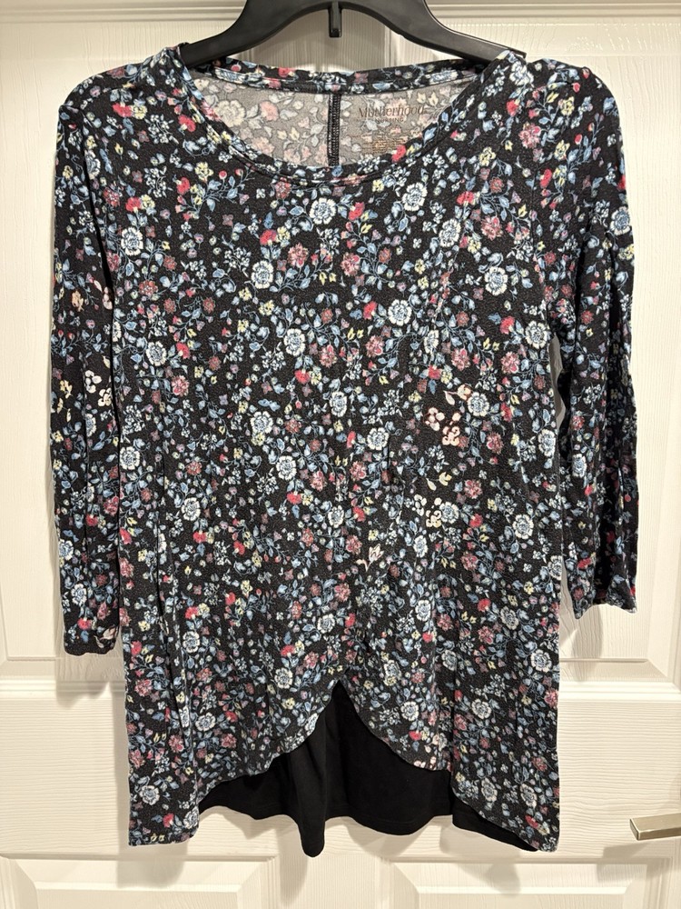 Motherhood Maternity Floral Scoop Neck  Nursing Tunic Top Women's Size S