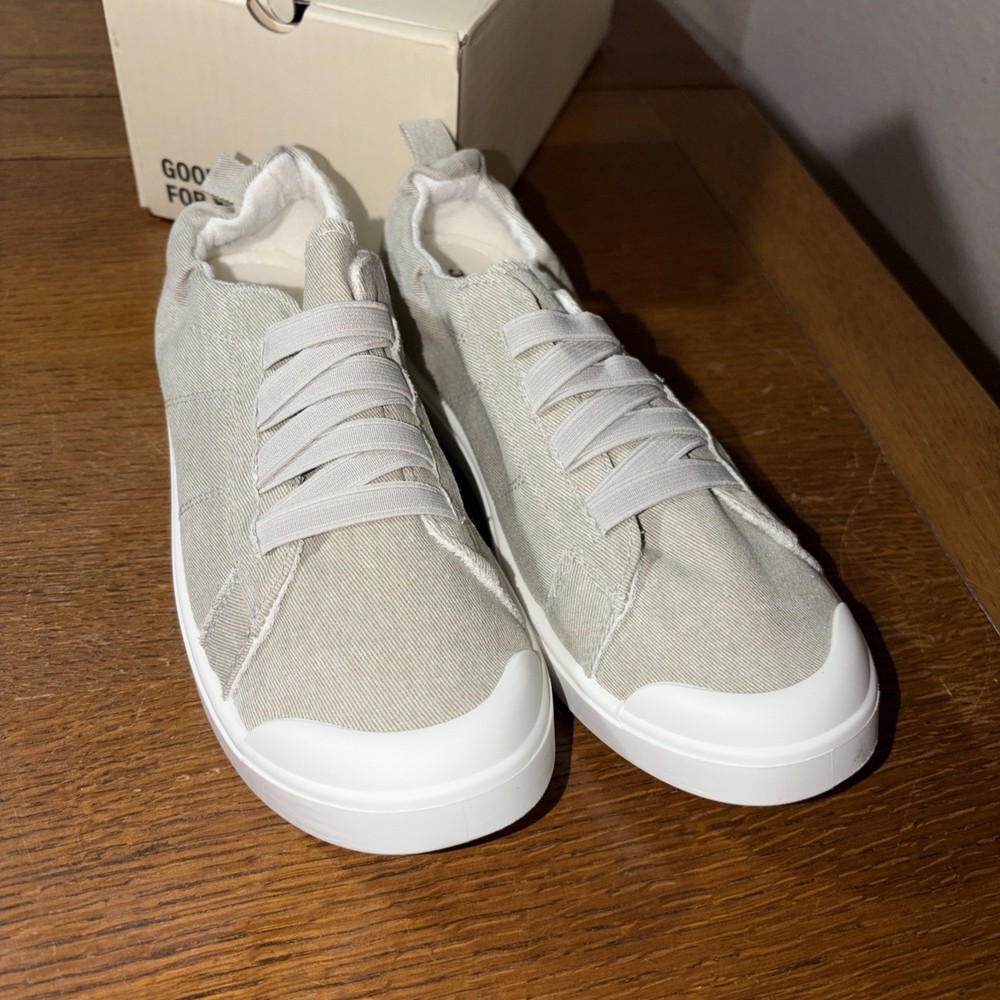 J. ADAMS Taylor Women’s Gray/White Canvas Lace-Up Sneakers Round Toe Size 8