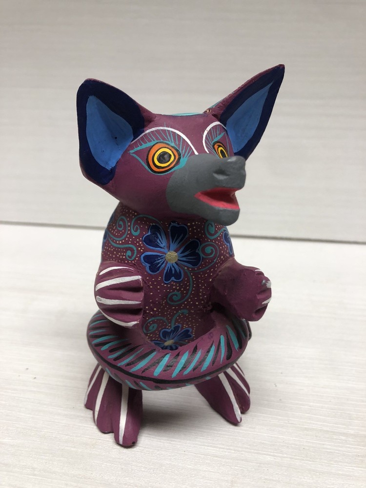 Alebrije Oaxacan Wood Carving Fox Dog Oaxaca Mexican Folk Art Signed