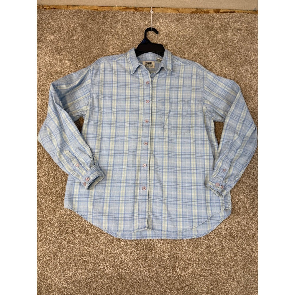 VTG Northern Reflections Womens Large Blue Plaid Cotton Button Down Shirt L