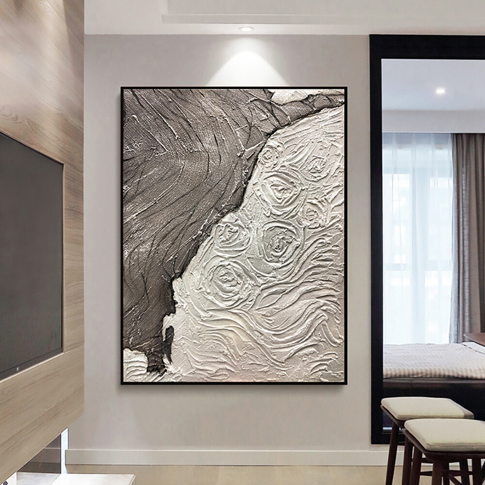 Heavily Textured Acrylic Abstract Canvas Art Hand-Painted 3D Thick Oil Painting