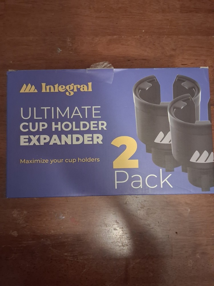 Integral Ultimate Expander Car Cup Holder - Adjustable Base - 2 Pack, Black. New
