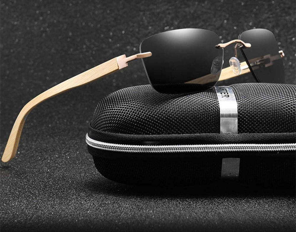 New Style Square Frameless Sunglasses with Spring Hinges and UV400 Protection fo