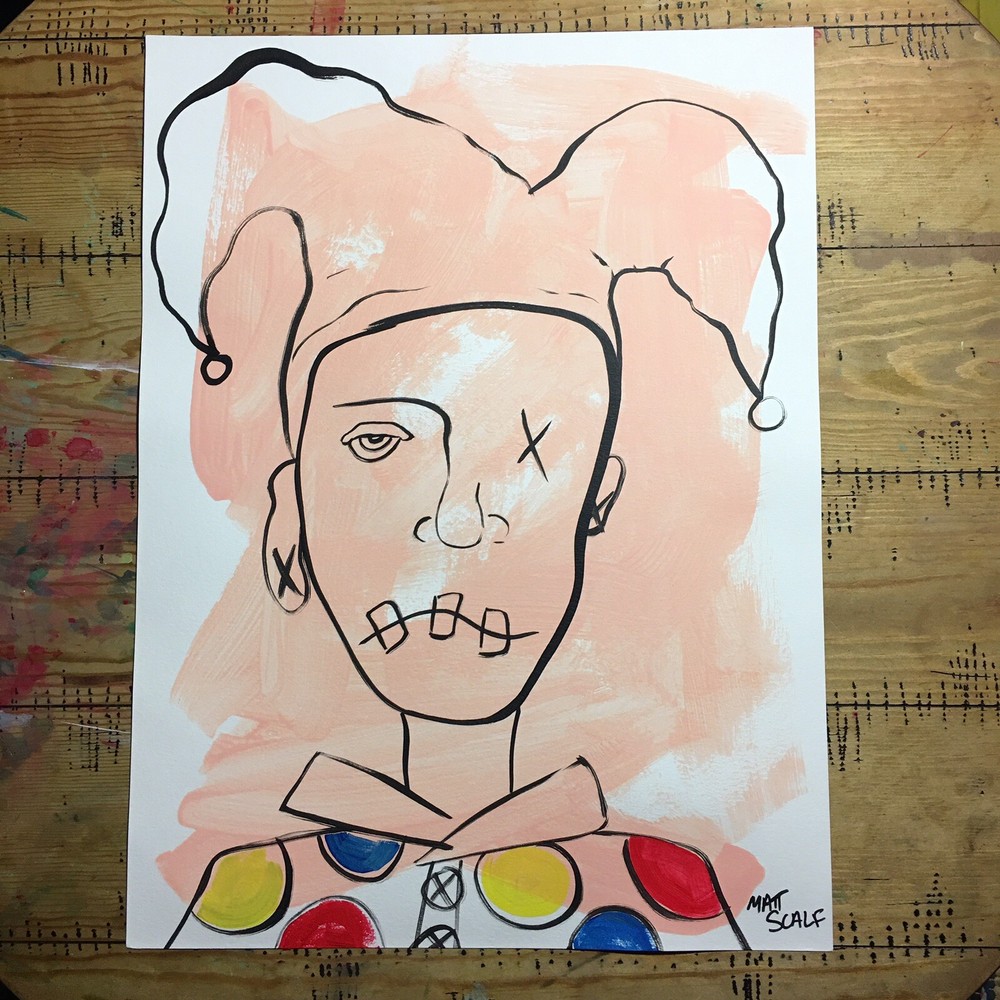 Matt Scalf 18x24 ORIGINAL PAINTING Character Abstract Face Street Art Graffiti
