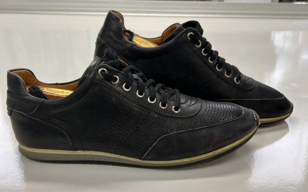 Magnanni Pueblo 14804 Men Size 9 Black Leather Casual Sneakers Shoes Lace Up