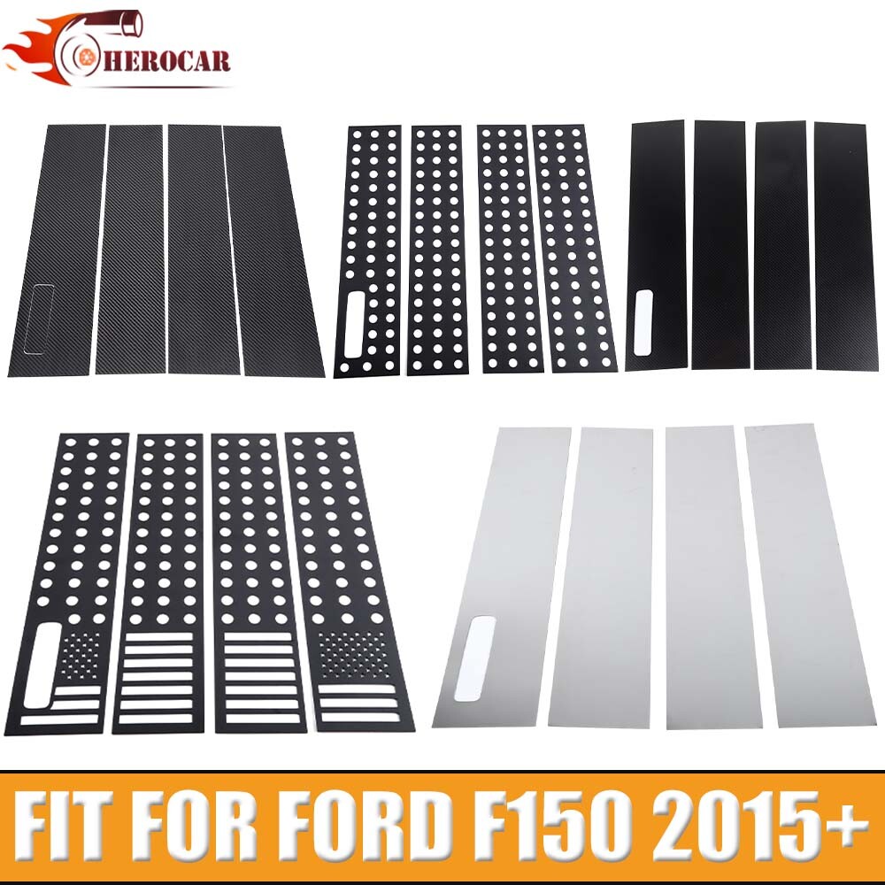 4x Aluminum Alloy Door Window Pillar Post Covers For Ford F150 2015+ Accessories
