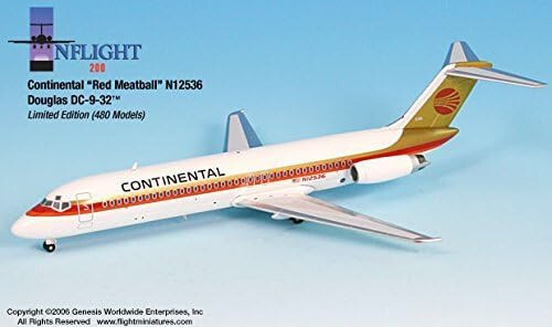 InFlight Continental Red Meatball DC-9-32 1:200 Scale Die-cast Model Airplane