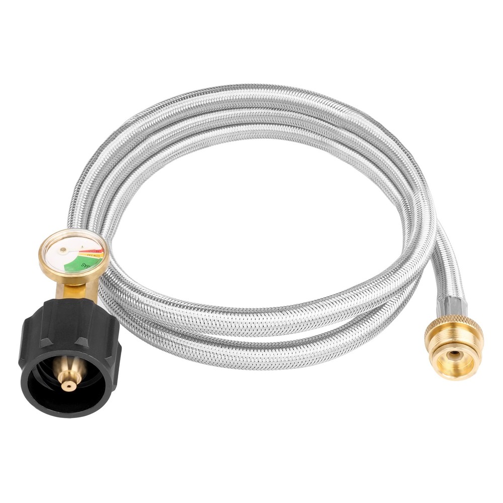 5 FT Stainless Steel Braided Propane Hose with Adapter for Gas Grills