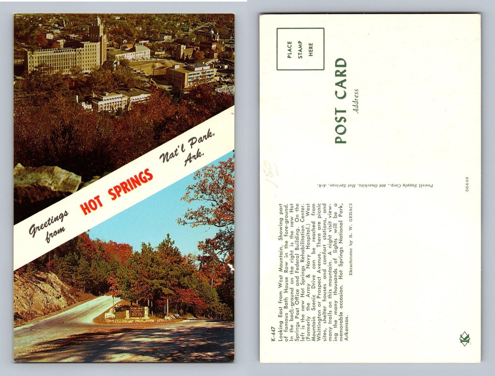 Hot Springs, AR-Arkansas, National Park Greetings View PC, Vintage Postcard