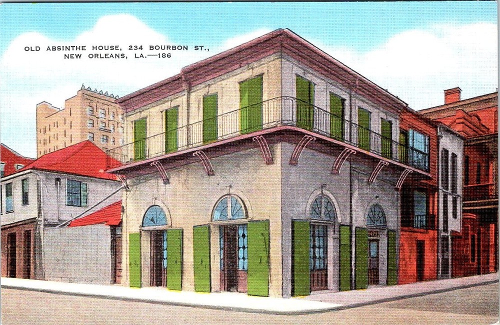 Old Absinthe House, NEW ORLEANS, Louisiana Linen Postcard - E.C. Kropp-image