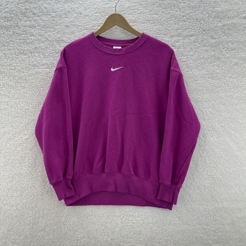 Nike Sweatshirt Womens S Purple Phoenix Fleece Oversized Crewneck Center Swoosh