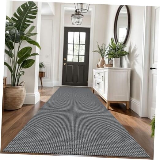 Extra Long 3x14 ft Grey Dark Grey Hallway Runner Rug