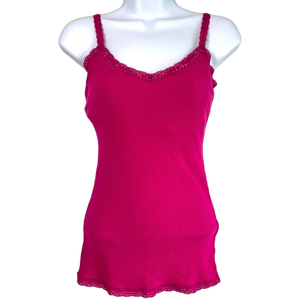 Y2K Aeropostale Dark Pink Beaded Lace Fairy Coquette Cami Tank Top Size Medium