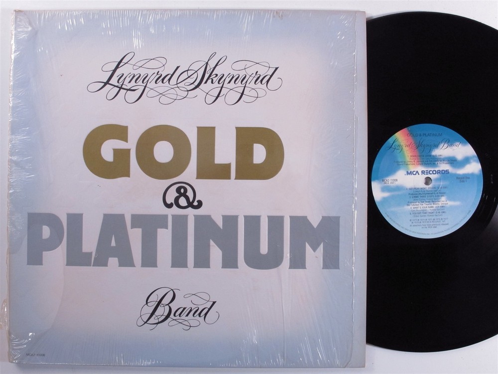 LYNYRD SKYNYRD Gold & Platinum MCA 2XLP VG+ embossed gatefold w/ lyric insert f