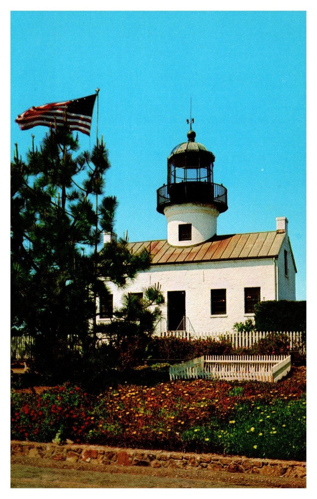 San Diego CA Lighthouse Point Loma Cabrillo National Monument Chrome Postcard