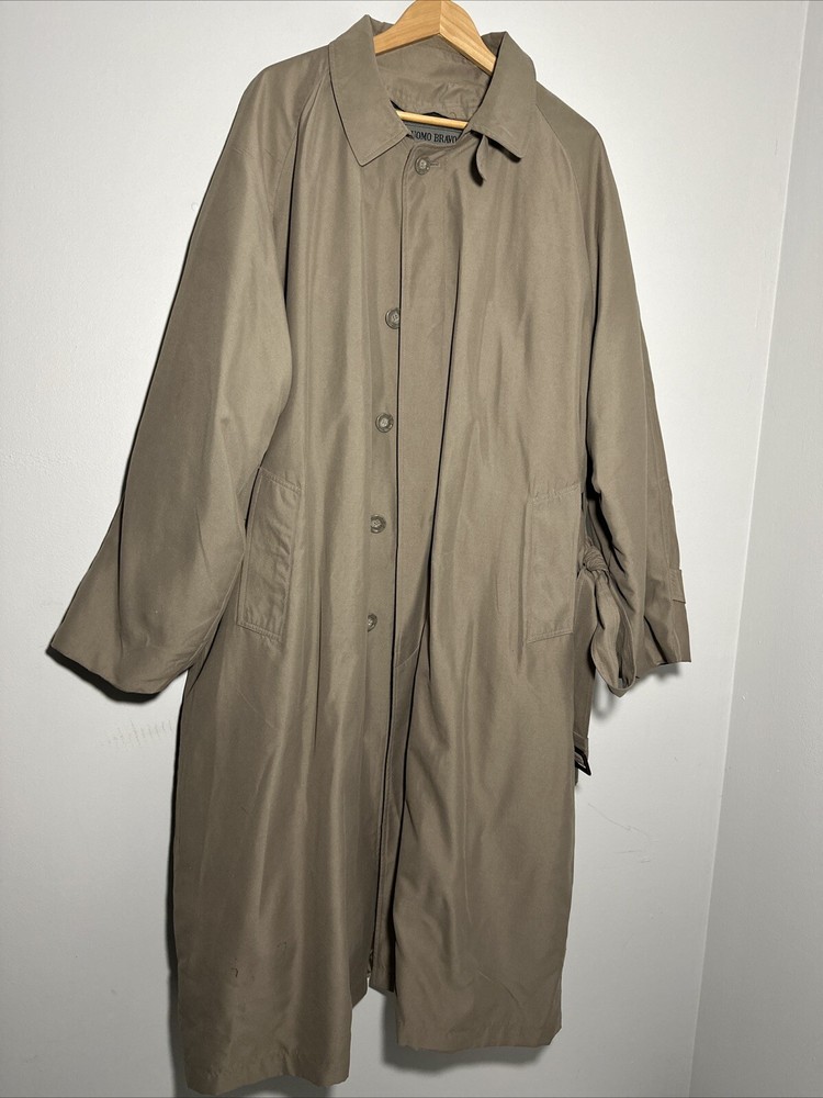 Uomo Bravo Long Trench Coat Men Size 48R Winter