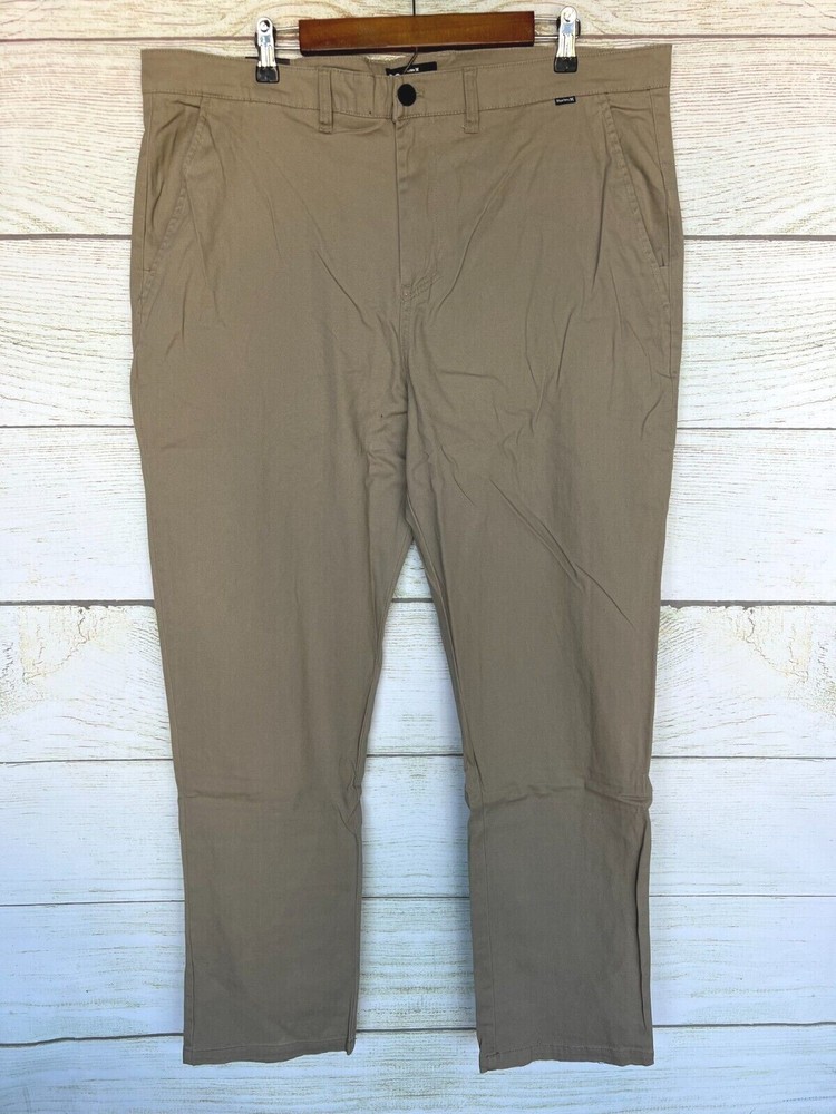 Hurley Worker Pants Mens Size 42X33 BGE Stretch Slim Fit 14.5