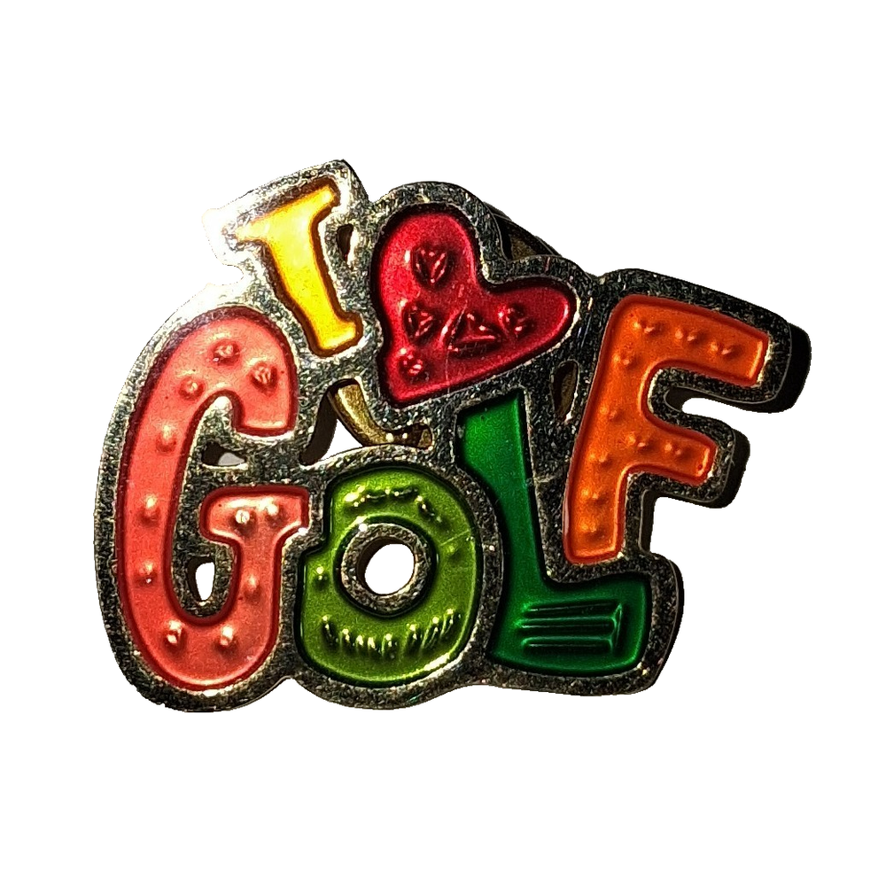 I ❤️ Love Golf Enamel Lapel Pin - Colorful Golfer Brooch Gift for Golf Lovers