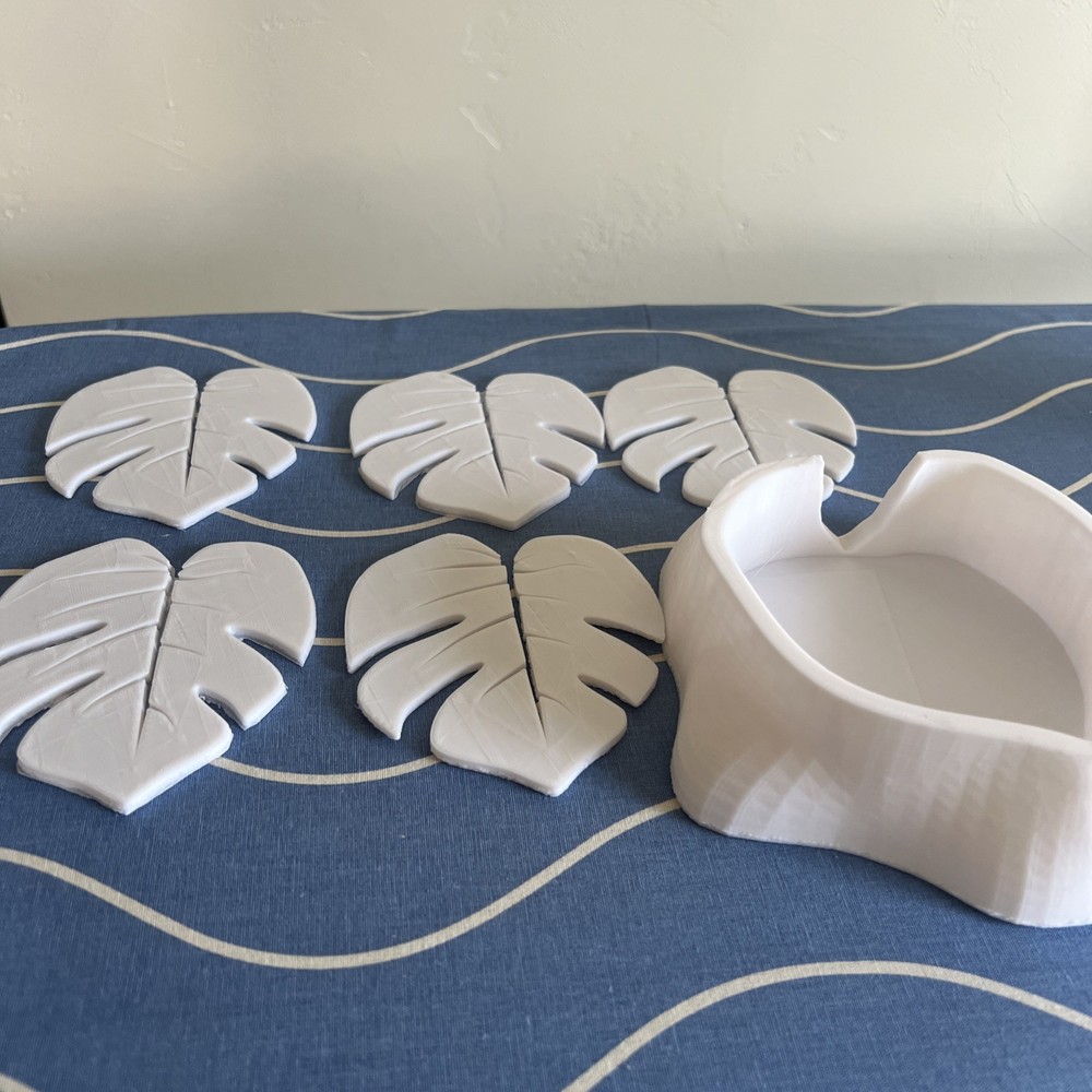 5-Piece 3D Printed Tree Stump Coaster Set - Elegant Durable Cup Mats