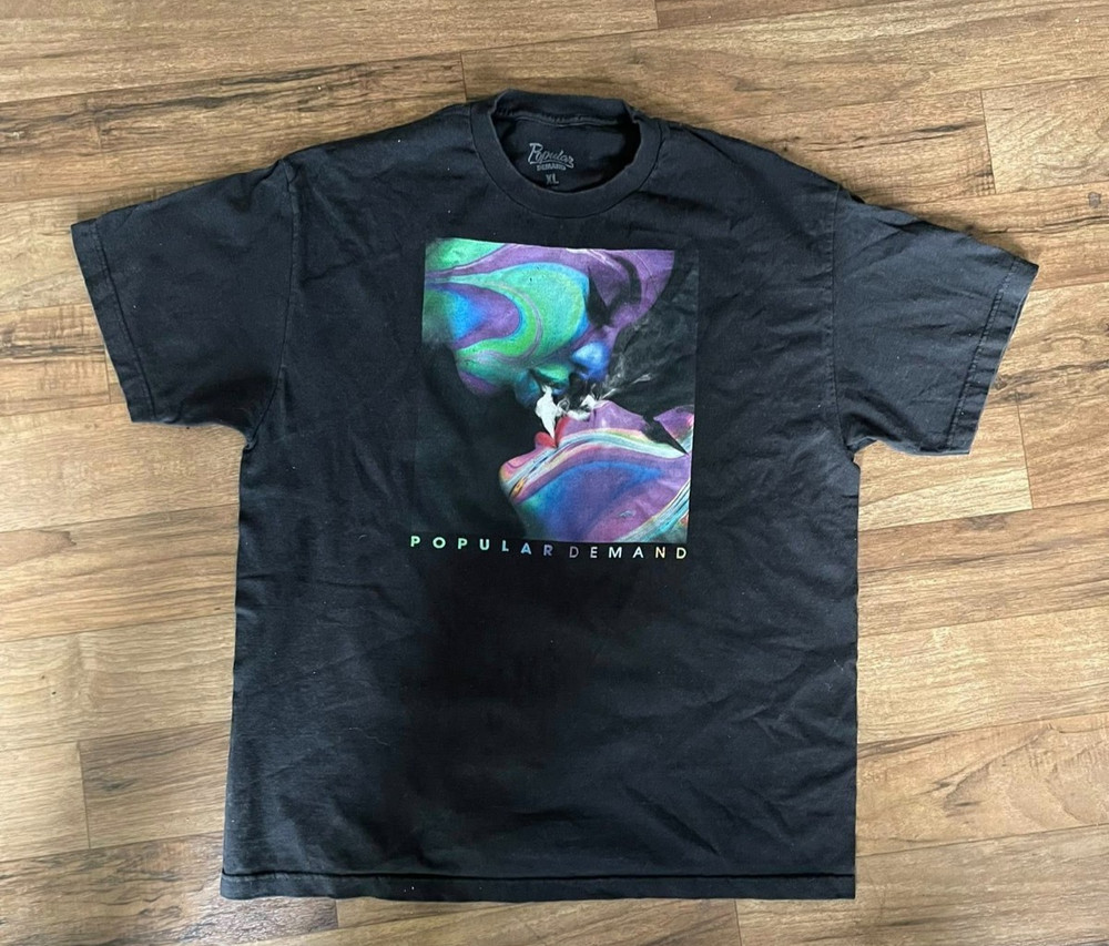Popular Demand Smoke Graphic Men's T-Shirt XL Black Color Streetwear 2000s Tee