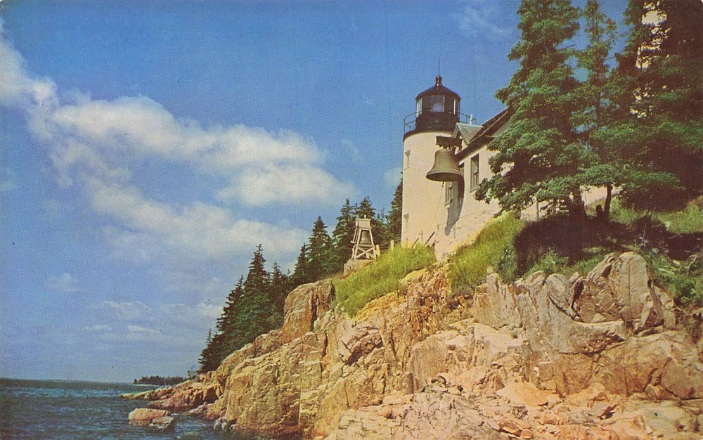 Postcard Bass Harbor Light Acadia National Park Mt Desert Island Maine ME-image