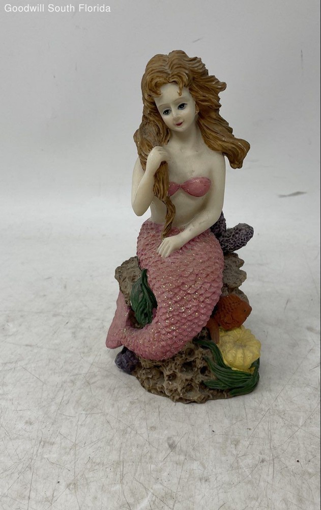 Home Decorative Collectible Multicolor Engraved Ceramic Sea Mermaid Figurine