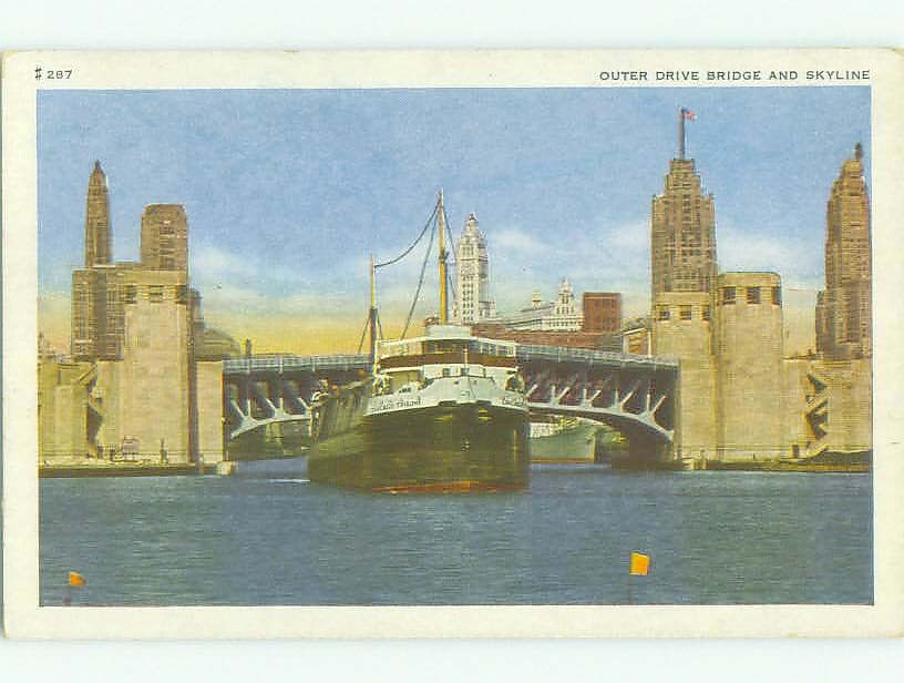 Unused Pre-1980 BRIDGE SCENE Chicago Illinois IL HQ8698