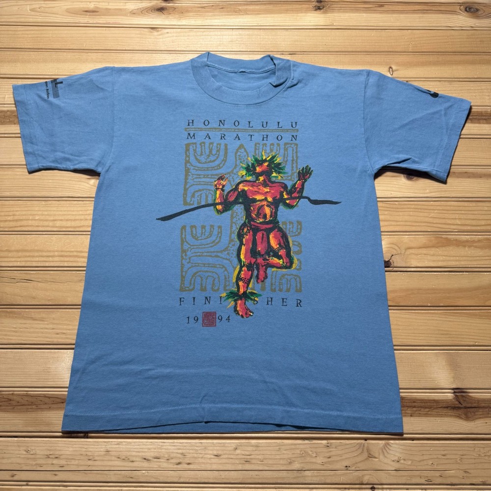 Vintage 1994 Nike Honolulu Marathon Finisher JAL Japan Airlines T-Shirt - Medium