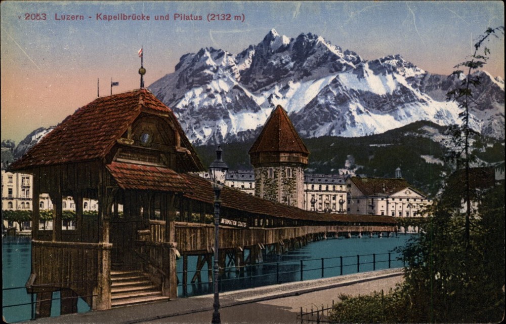 Kapellbrucke Luzern Switzerland vintage postcard s795