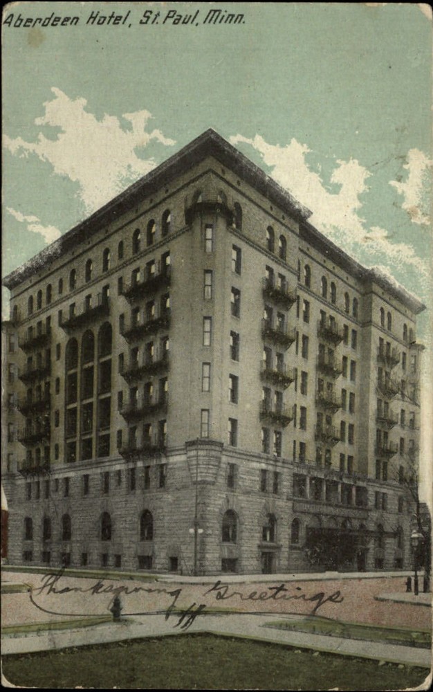 Aberdeen Hotel St Paul Minnesota ~ c1910 from Oelwein Iowa ~ vintage postcard