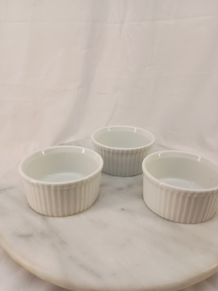 Apilco White Porcelain Soufflé Dishes 8 Oz Set Of 3 Made In France