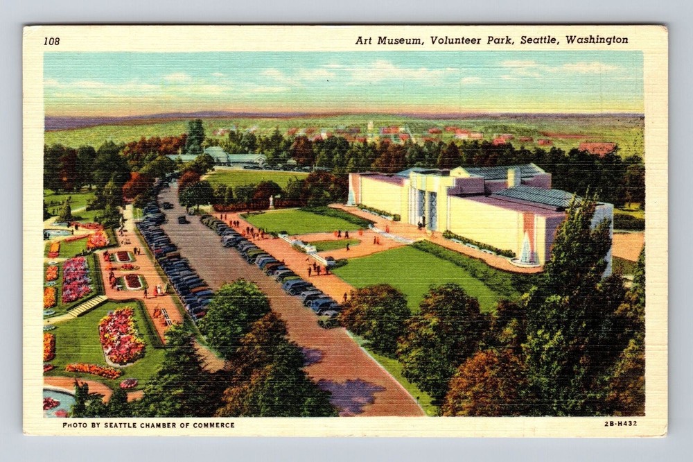 Seattle WA-Washington, Aerial Art Museum, Volunteer Park, Vintage Postcard