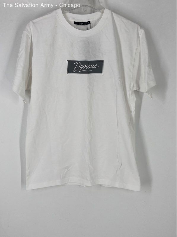 Devious Mens White Crew Neck Short Sleeve Pullover T-Shirt Size Small