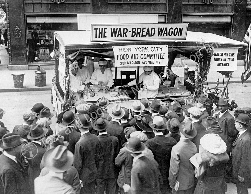 1910's War Bread Wagon Vintage Old Photo 8.5