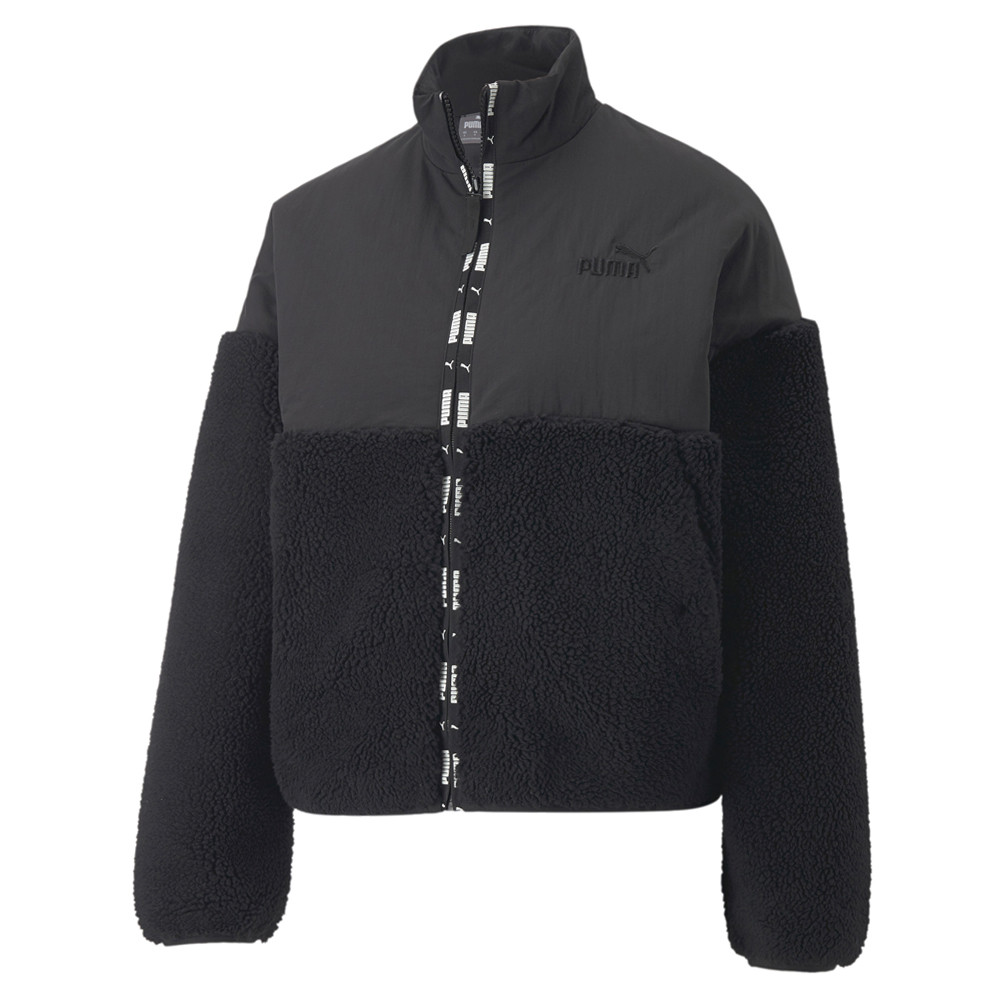 PUMA Womens Black Sherpa Full Zip Athletic Jacket Casual Outerwear 84940401