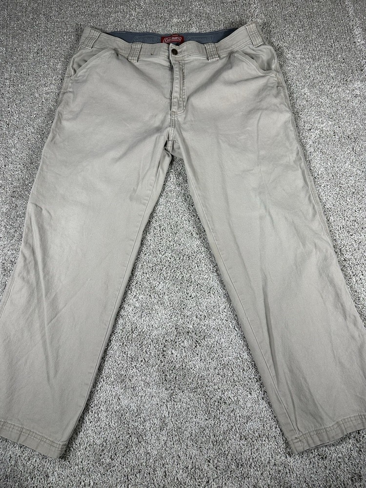 Coleman Men's Canvas Stretch Utility Pants 40 X 30 Tan Beige Tear Resistant
