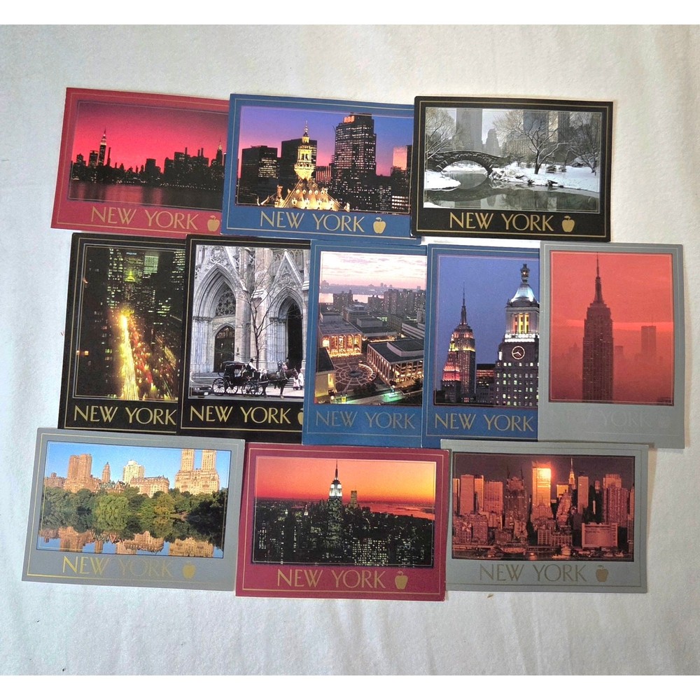 Lot of 11 vintage postcards, New York City, 1985, unused