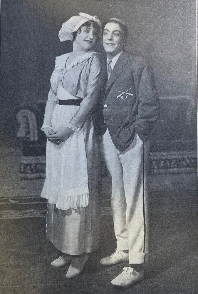 1915 Vintage Magazine Illustration Actors Fay Compton & Lauri De Frece
