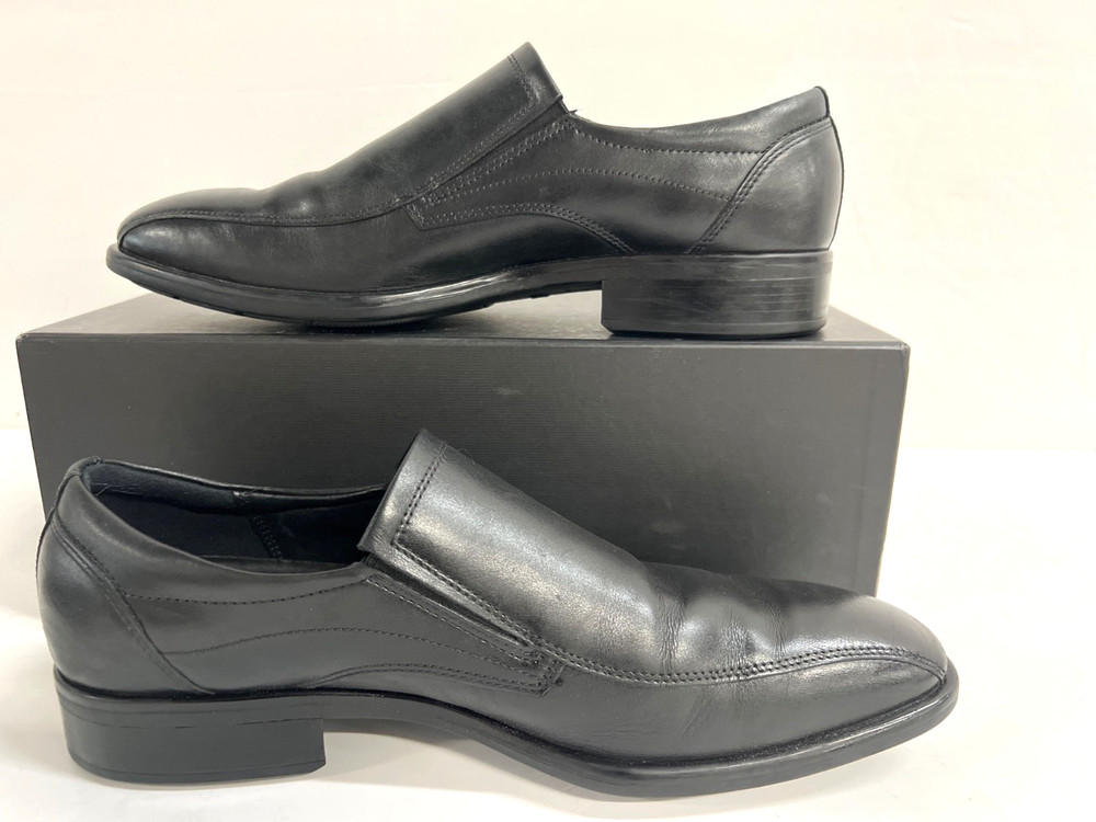 Men's ECCO Trey Tech Smooth Black Leather Dress Loafers Sz 10-10.5