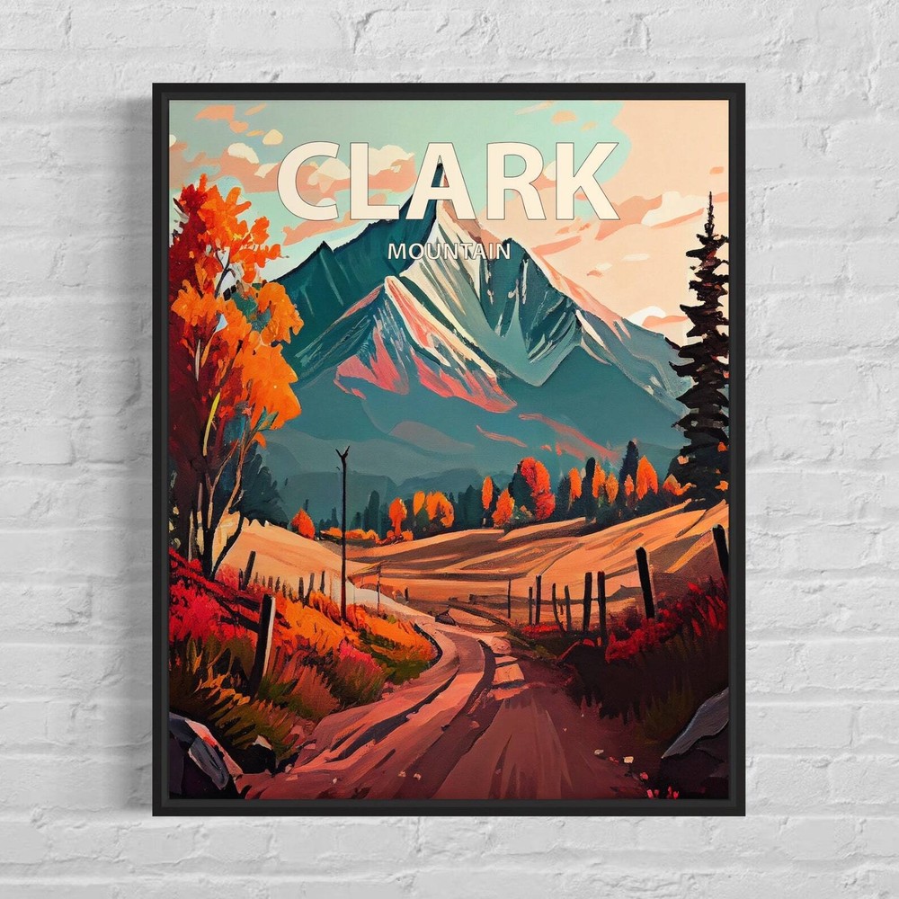 Clark Mountain Retro Art Print Clark Mountain Wall Art Painting Clark Mountain