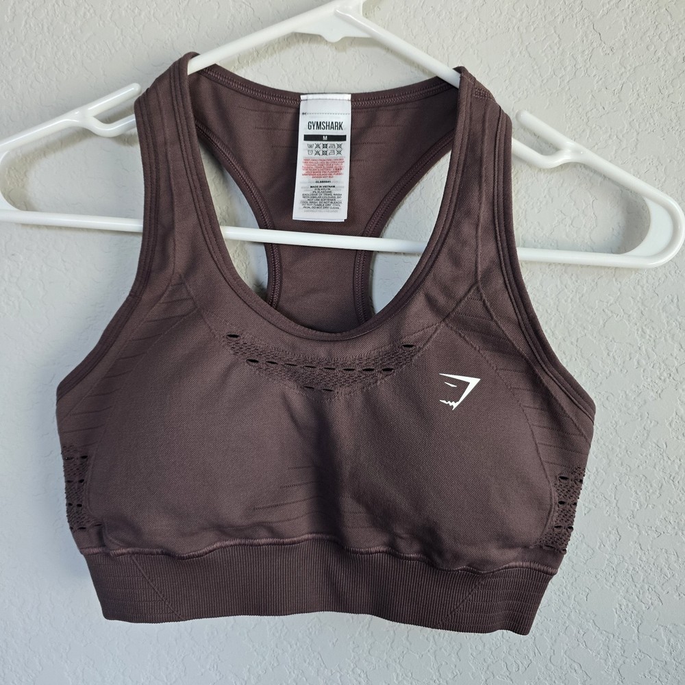 Gymshark Seamless Sports Bra Womens Medium Brown Racerback Medium Support