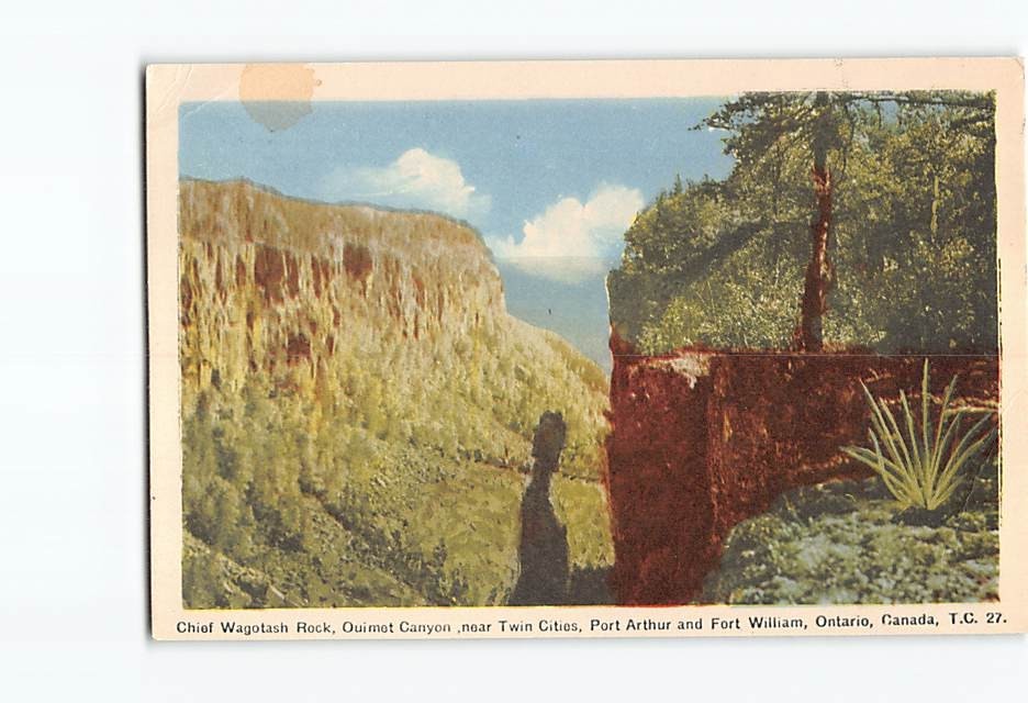 Postcard Chief Wagotash Rock Quimot Canyon Ontario Canada