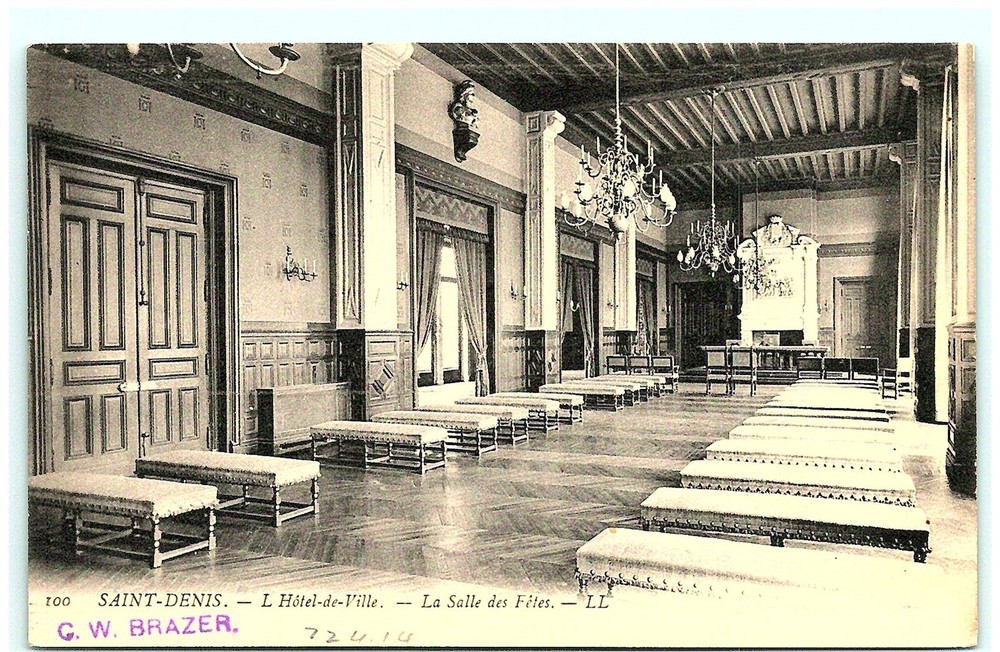 S02-7664, Saint Denis, Hotel De Ville, La Salle Des Fetes, Postcard