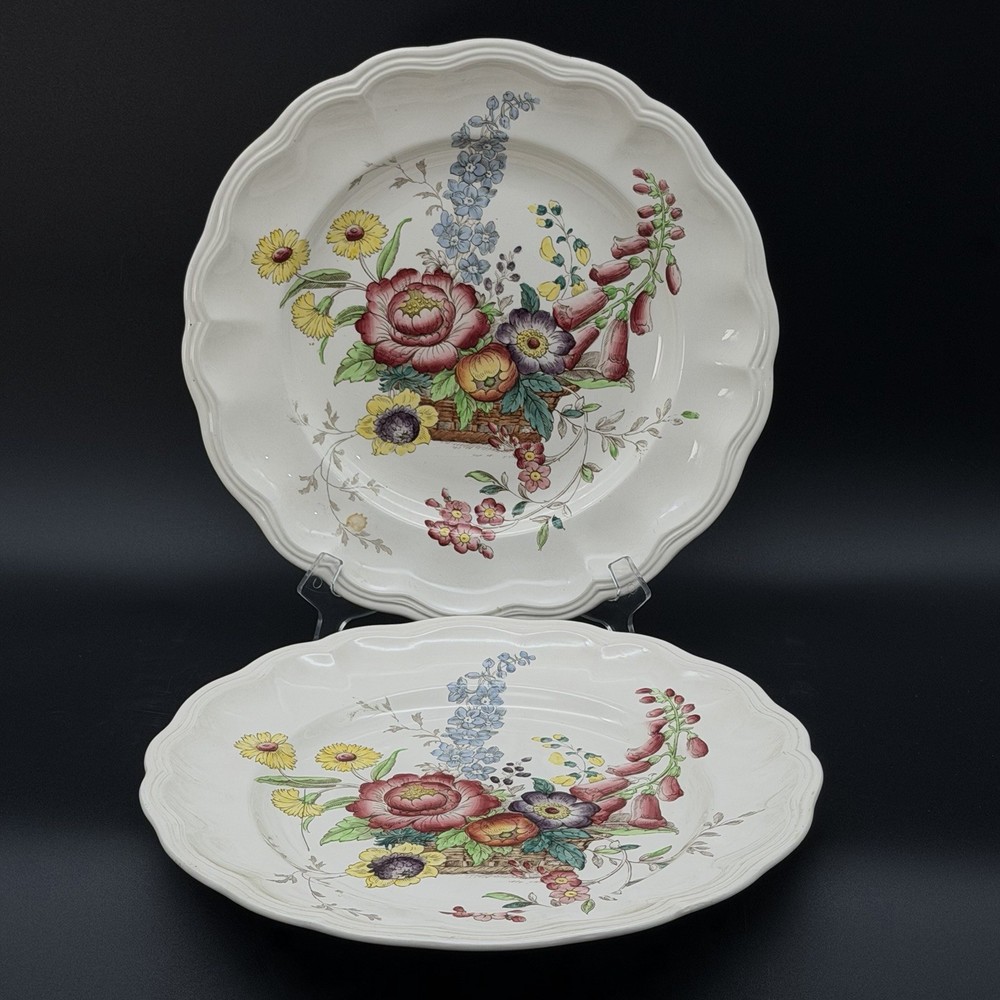 Spode Copeland Constable 10.75” Dinner Plates Floral England Set Of 2