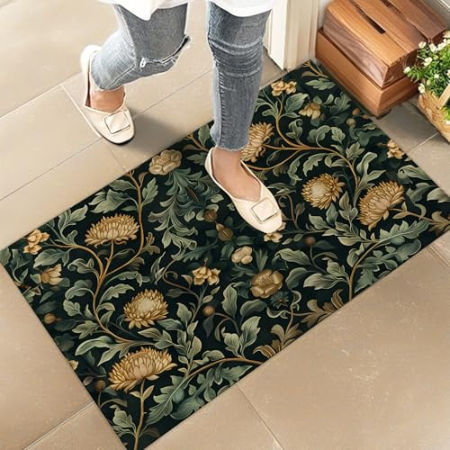 Vintage Floral Indoor Door Mat – Stylish 17x29.5in Non-Woven Fabric Floor