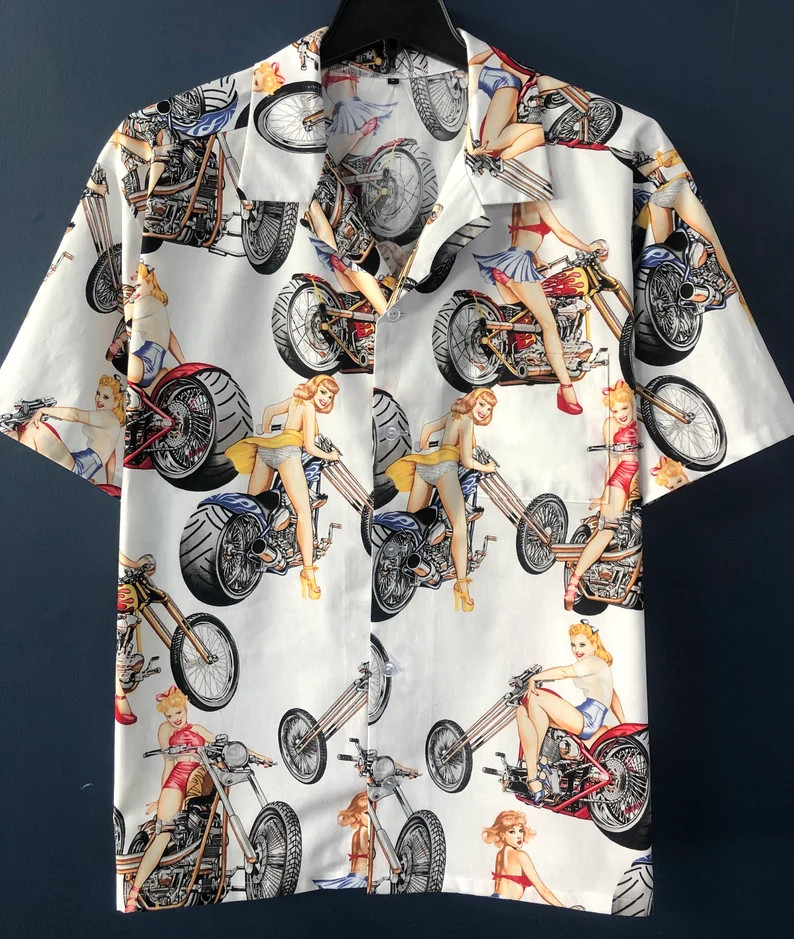 Pin Up Girls Motorcycle Hawaii Shirt Men's Women